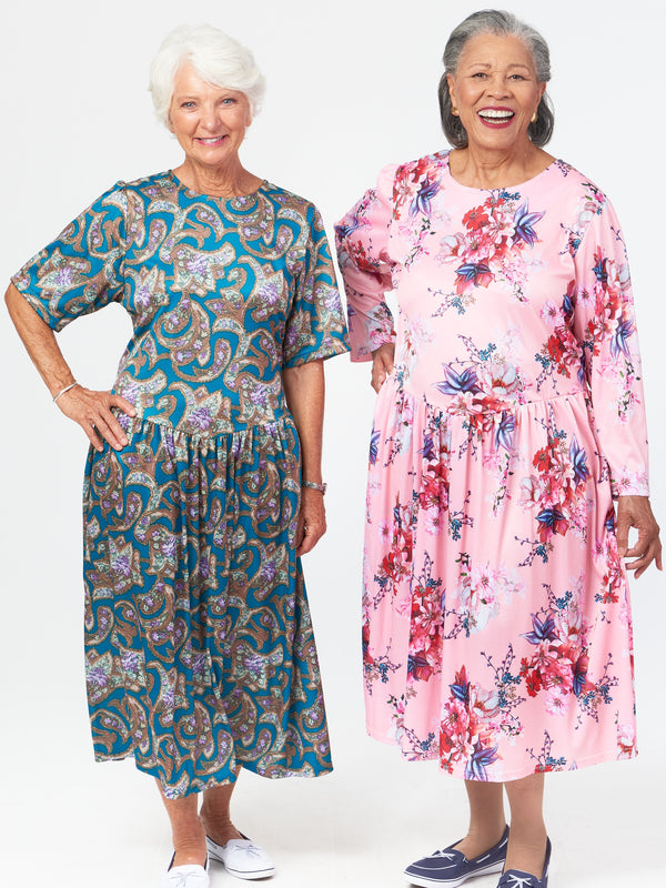 Drop Waist Dress- Short or Long Sleeve! - 2X / Long Sleeve - Adaptive
