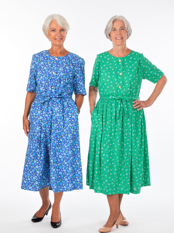 Gold Button House Dress- Short or Long Sleeve!