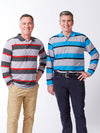 men's adaptive polo shirts, back snap long sleeve striped sport shirts