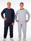 men's long sleeve outfit, knit, elastic waist pants, solid color