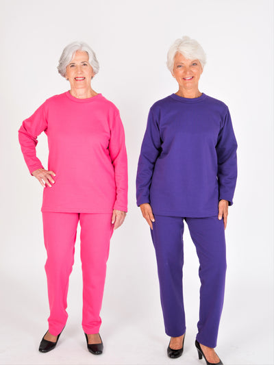 women's basic fleece outfit with coordinating elastic waist pants