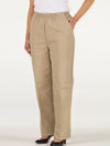 Women's elastic waist twill pants with pockets