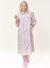 Front Snap Flannel Nightgown with Pocket