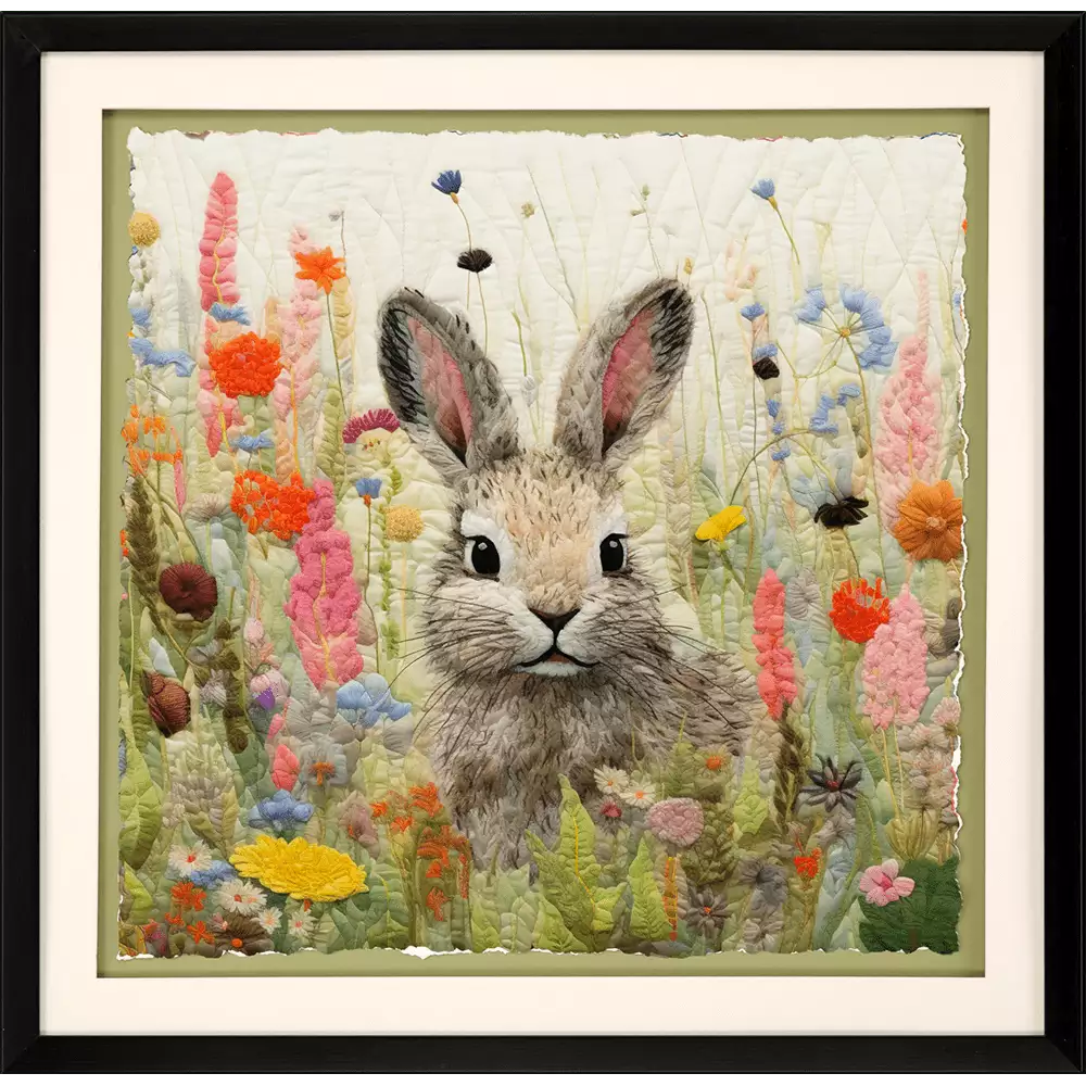 Patchwork Rabbit Framed Art