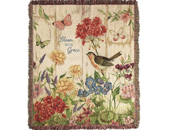 Bloom With Grace Tapestry Throw