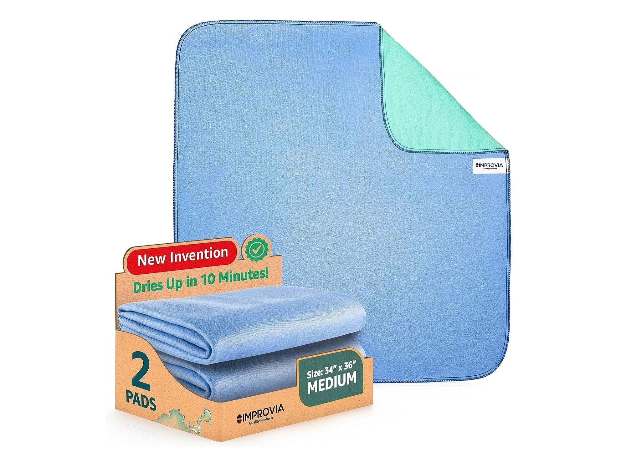 4 Pack Bed Pad Reusable Incontinence Underpad 34 x 36 Blue/Green