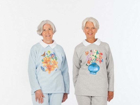 Printed Fleece Top- With Collar