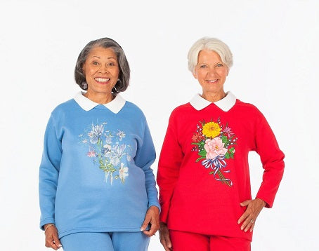 Screen Printed Adaptive Fleece Top with Collar