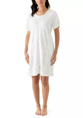 Embossed Zip Front Robe