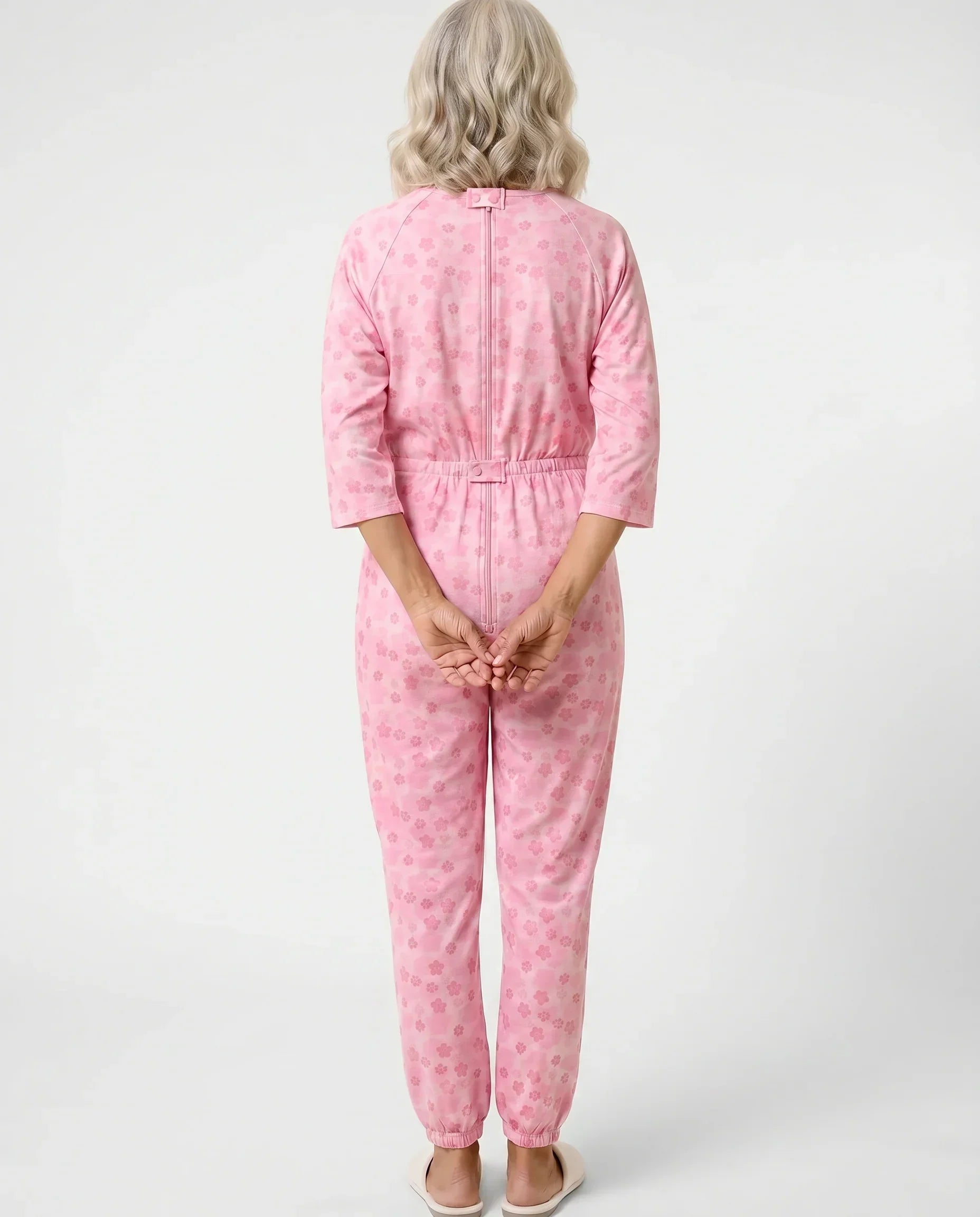 Carrie 3/4 Sleeve Floral Back-Zip Jumpsuit