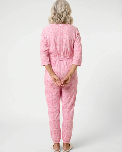 Carrie 3/4 Sleeve Floral Back-Zip Jumpsuit