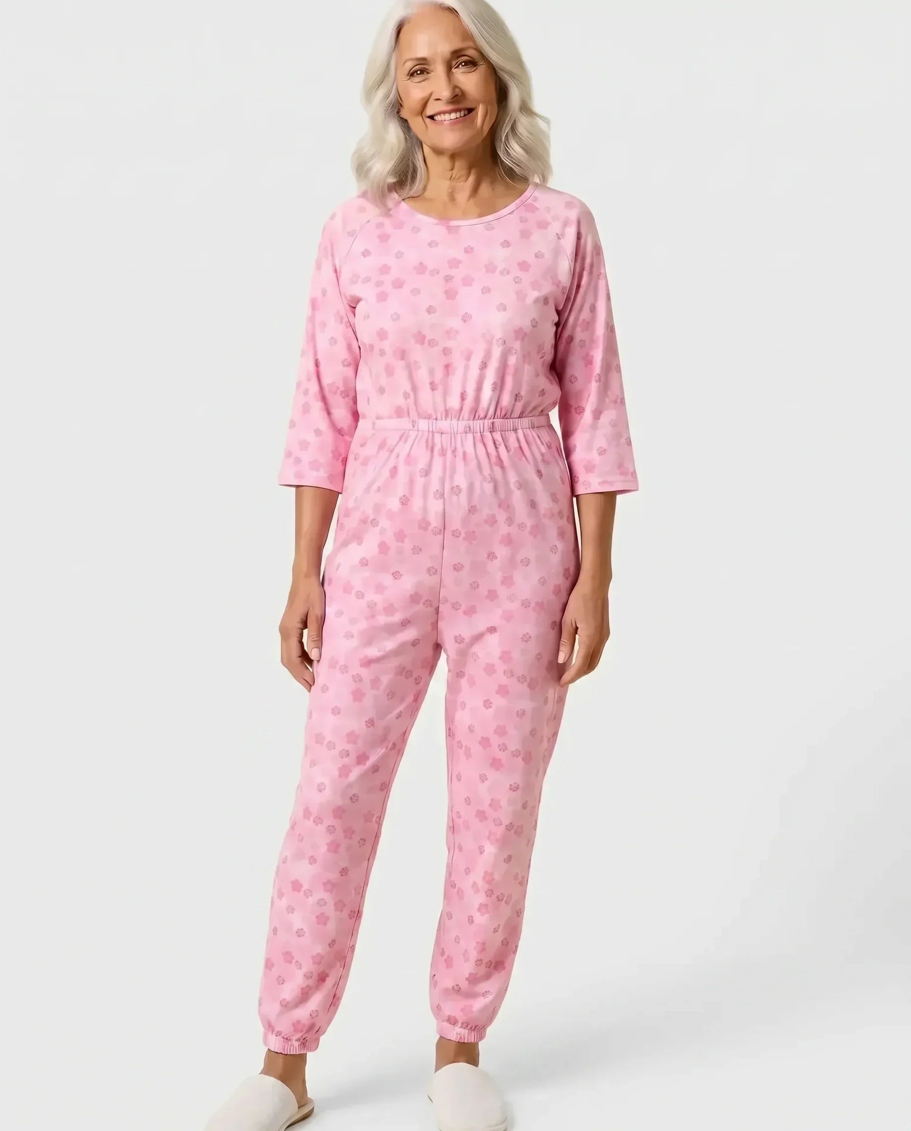 Carrie 3/4 Sleeve Floral Back-Zip Jumpsuit