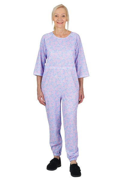 Carrie 3/4 Sleeve Floral Back-Zip Jumpsuit