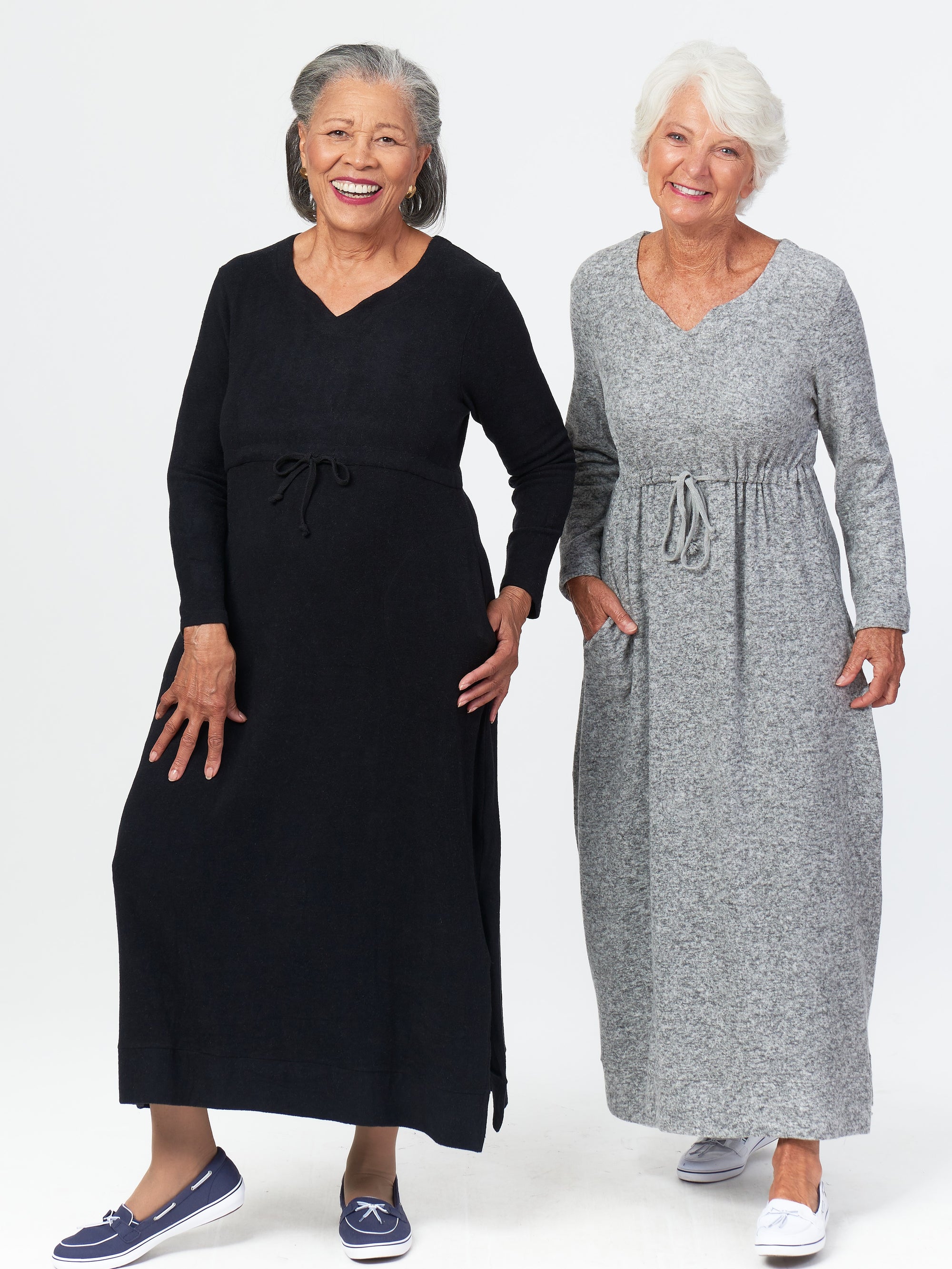 drop waist dress for older ladies Long Sleeve Drop Waist Dress