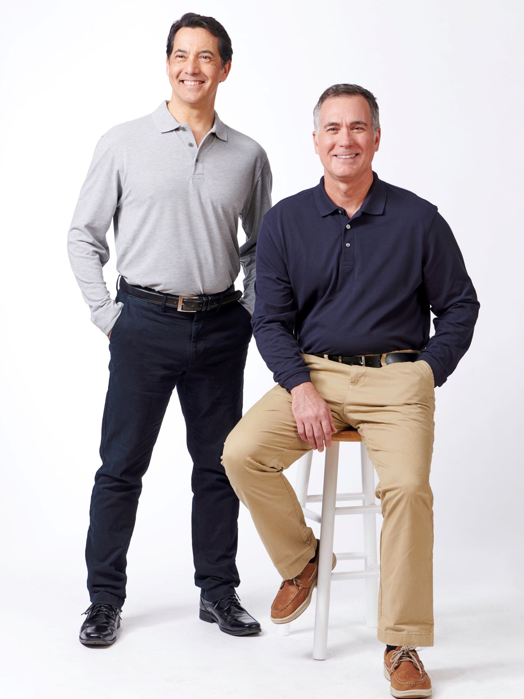 Men's solid color long sleeve polo shirts