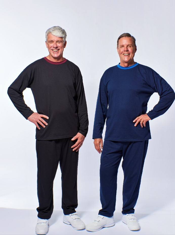 Purchase men's adaptive sweatsuits at Resident Essentials. We sell men's  adaptive warm-up suits in several options with personalizable clothing  labels at no extra charge. Our men's jogging suits are high-quality,  affordable, and