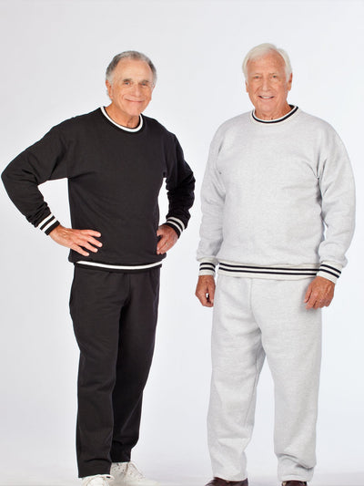 Men's fleece jogging suit, fleece outfit, elastic waist pants, solid color