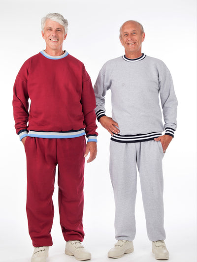 Men's fleece jogging suit, fleece outfit, elastic waist pants, solid color