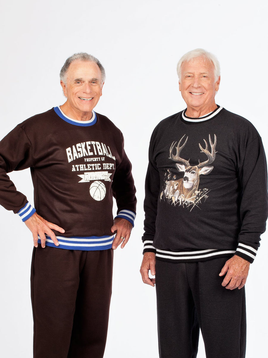 Men's screen printed sweatshirt with contrast collar