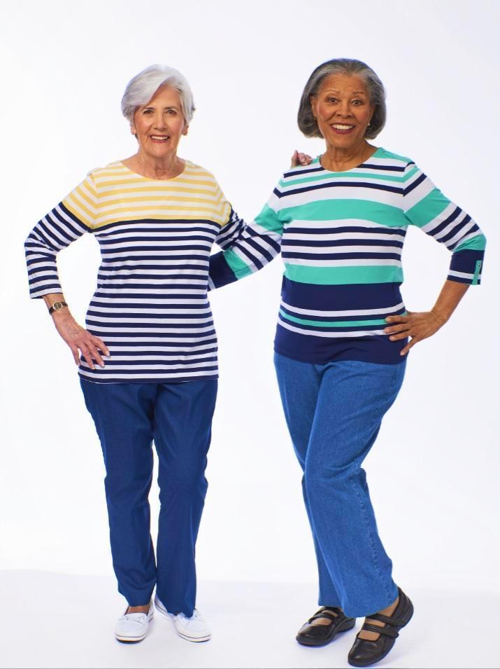 3/4 Sleeve Denim Outfit with Pull On elastic waist denim pants and 3/4 sleeve tops