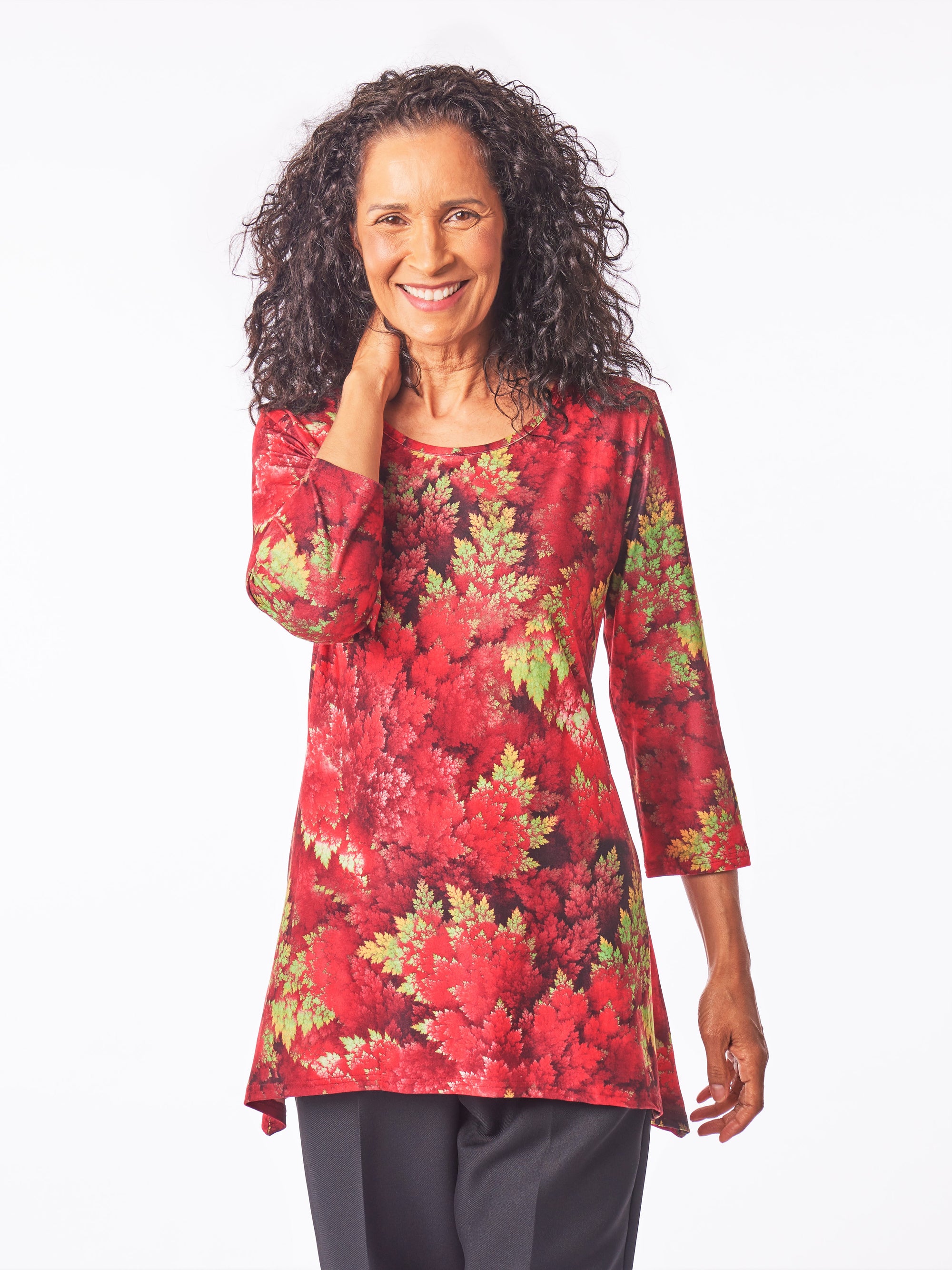 Women's 3/4 Sleeve Tunic, Sharkbite Blouse