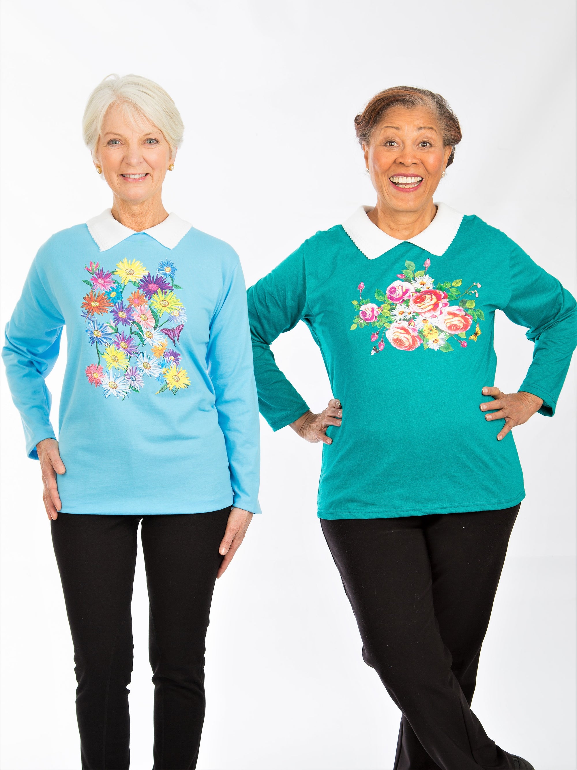 Long sleeve printed color women's knit tees