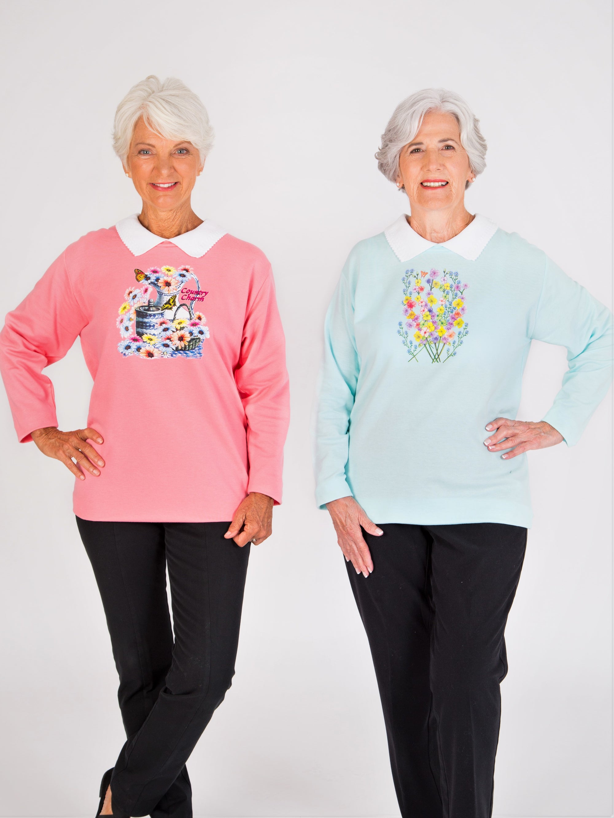 Long sleeve printed color women's knit tees