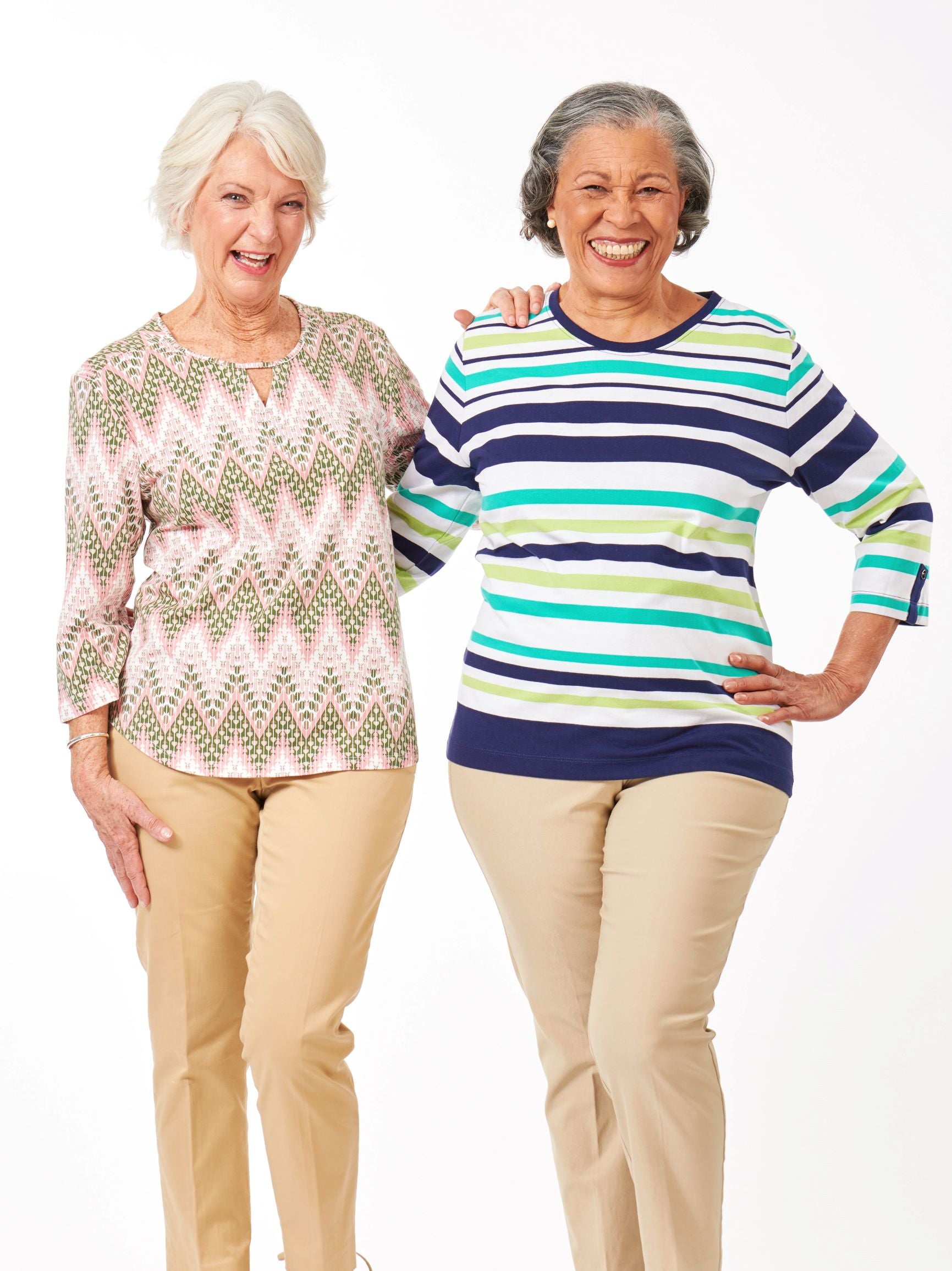 3/4 sleeve printed tops, assorted prints and colors