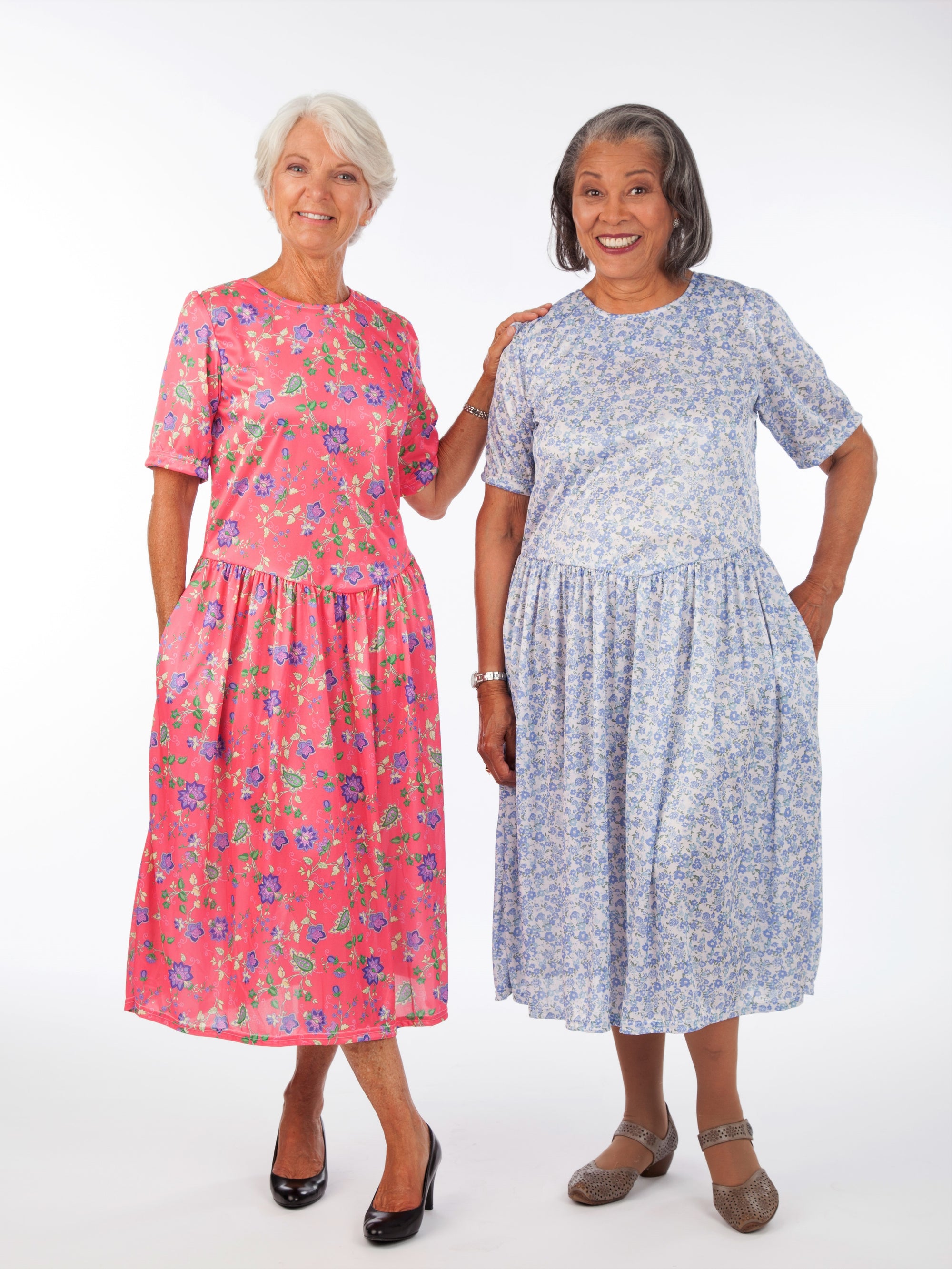 Drop Waist Dress- Short or Long Sleeve! - 2X / Long Sleeve - Adaptive - Back Snap Drop Waist Dress- Short or Long Sleeve! - 2X / Long Sleeve - Adaptive - Back Snap