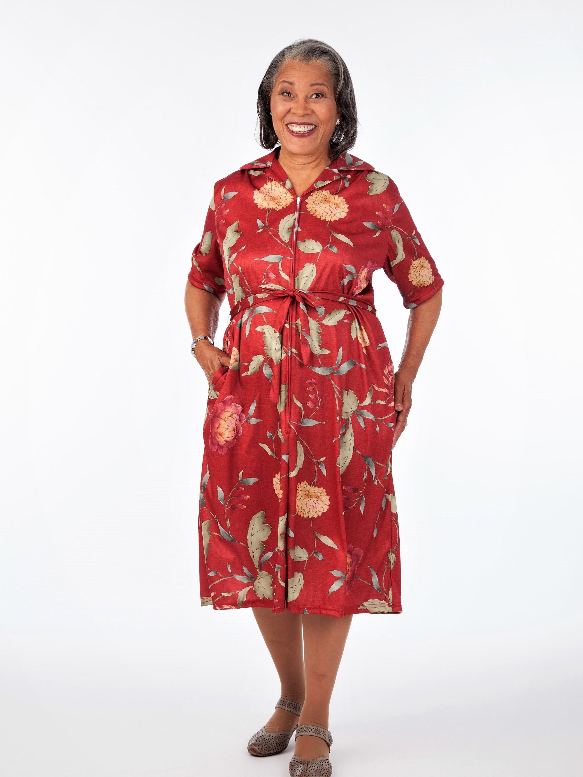 Short Sleeve Front Zip Dress - M - Adaptive Short Sleeve Front Zip Dress - M - Adaptive