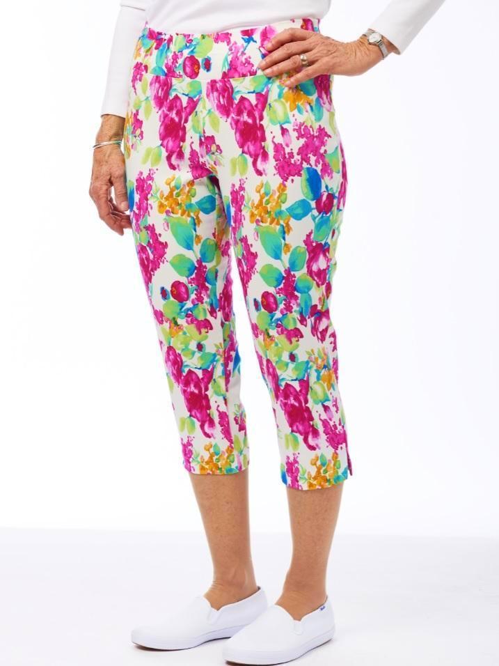 Printed Stretchy Capri Pants, Women's Capris