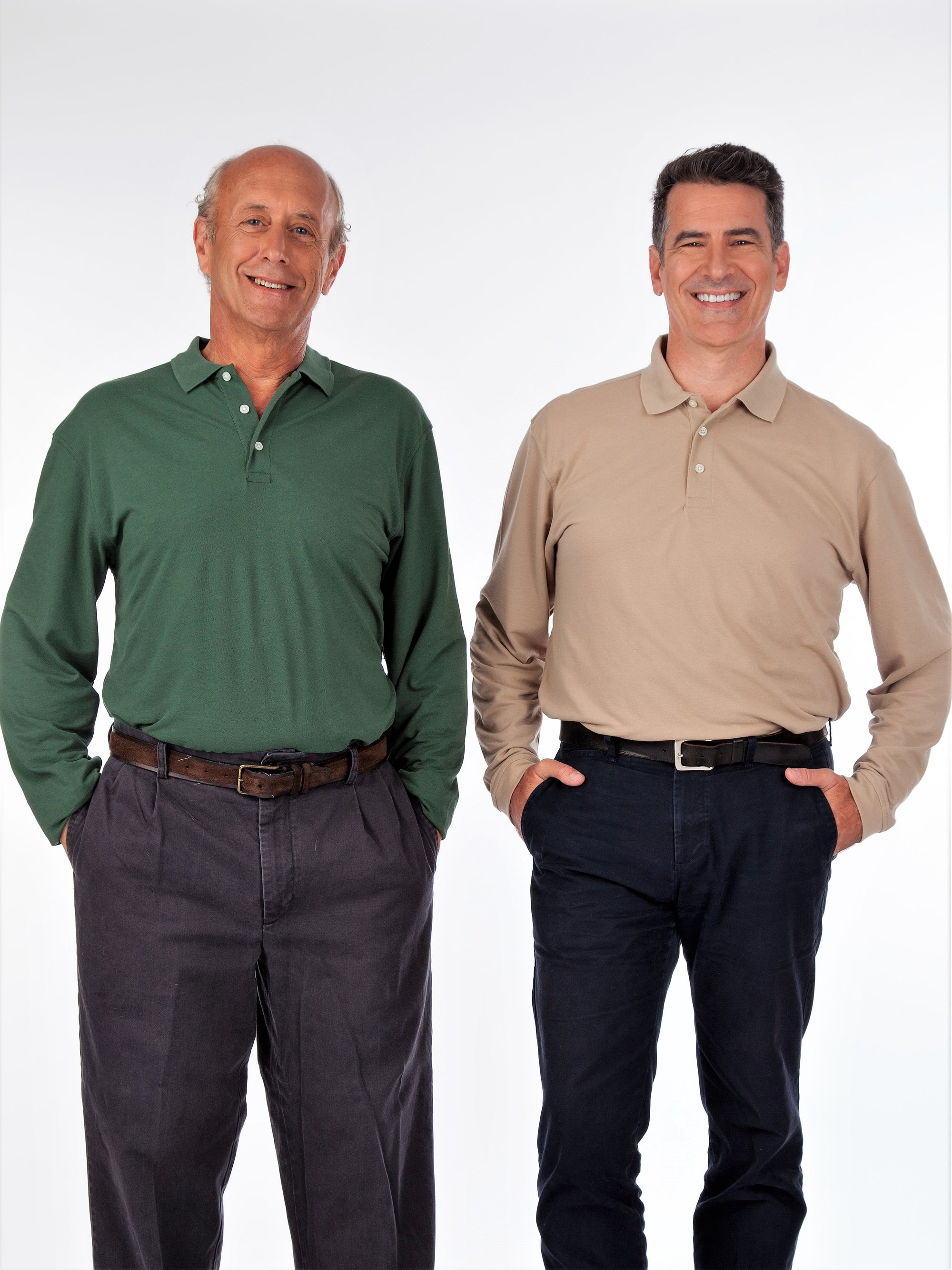 Men's solid color long sleeve polo shirt