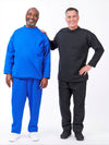 men's adaptive fleece outfit with back snap top and side zipper elastic waist pants