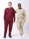 men's solid color long sleeve outfit with elastic waist pants