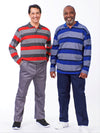 Men's long sleeve striped polo outfits