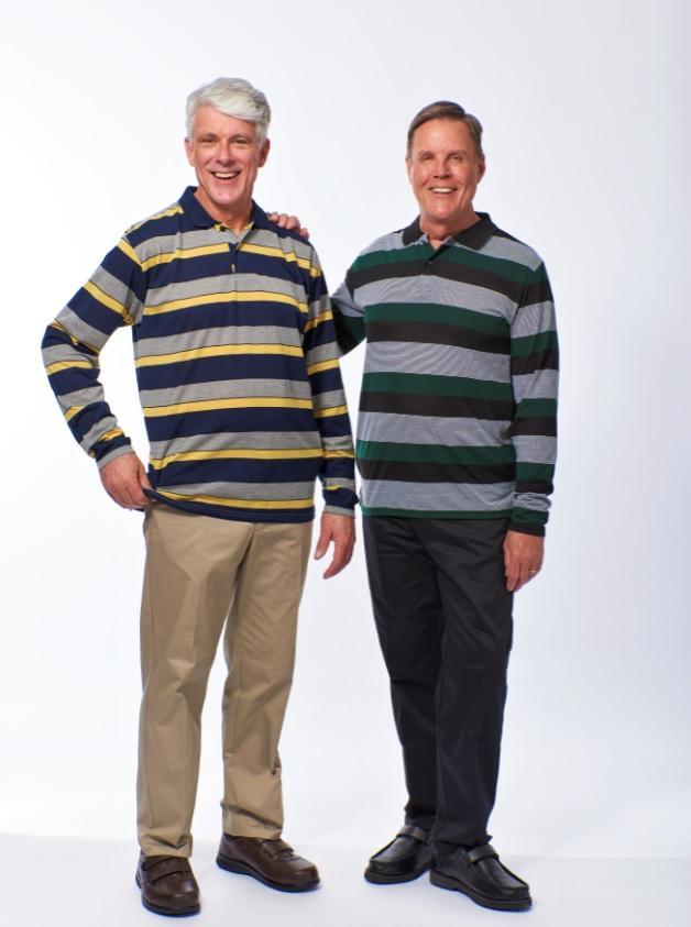 Men's Striped Polo Outfit, Elastic Waist Pant Outfit with Long Sleeve Polos