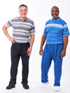 men's polo shirt jumpsuit, one piece outfit that looks like two pieces