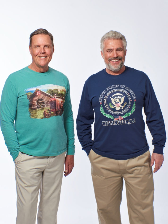 Men's Screen Printed Long Sleeve Tees, Long Sleeve Graphic Tees