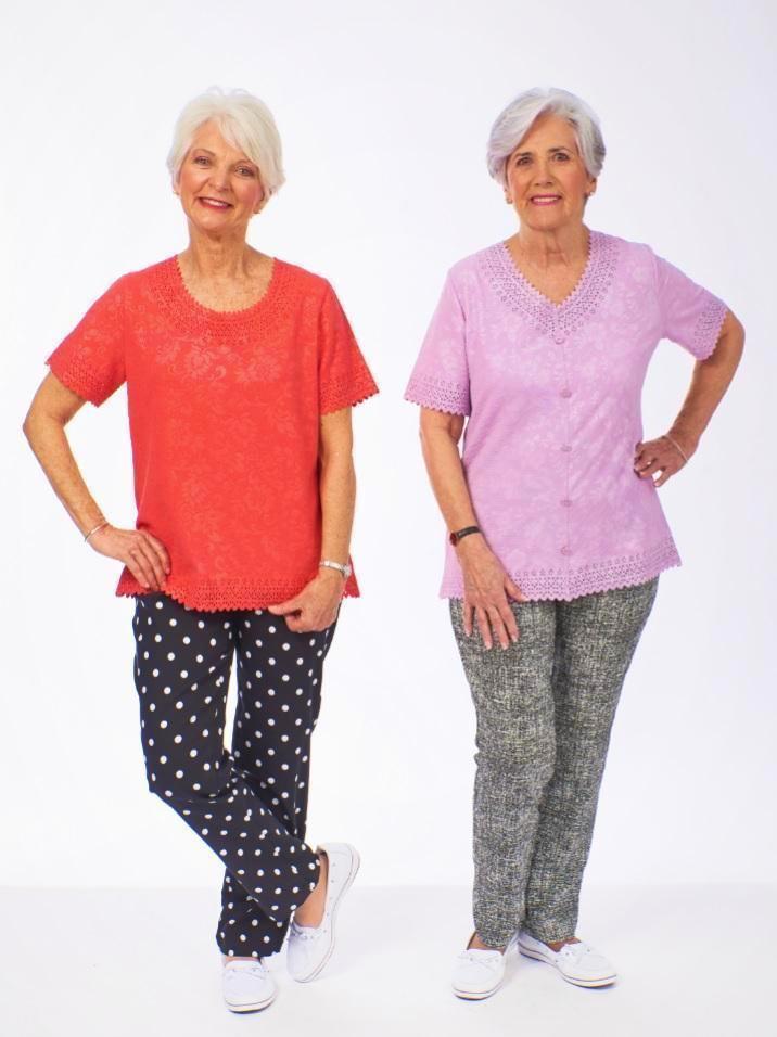 Women's Printed Pant Outfit with Solid color Tops