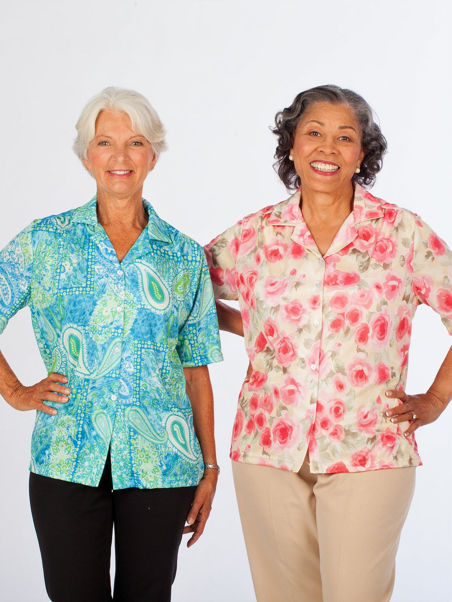 Women's short sleeve button blouse