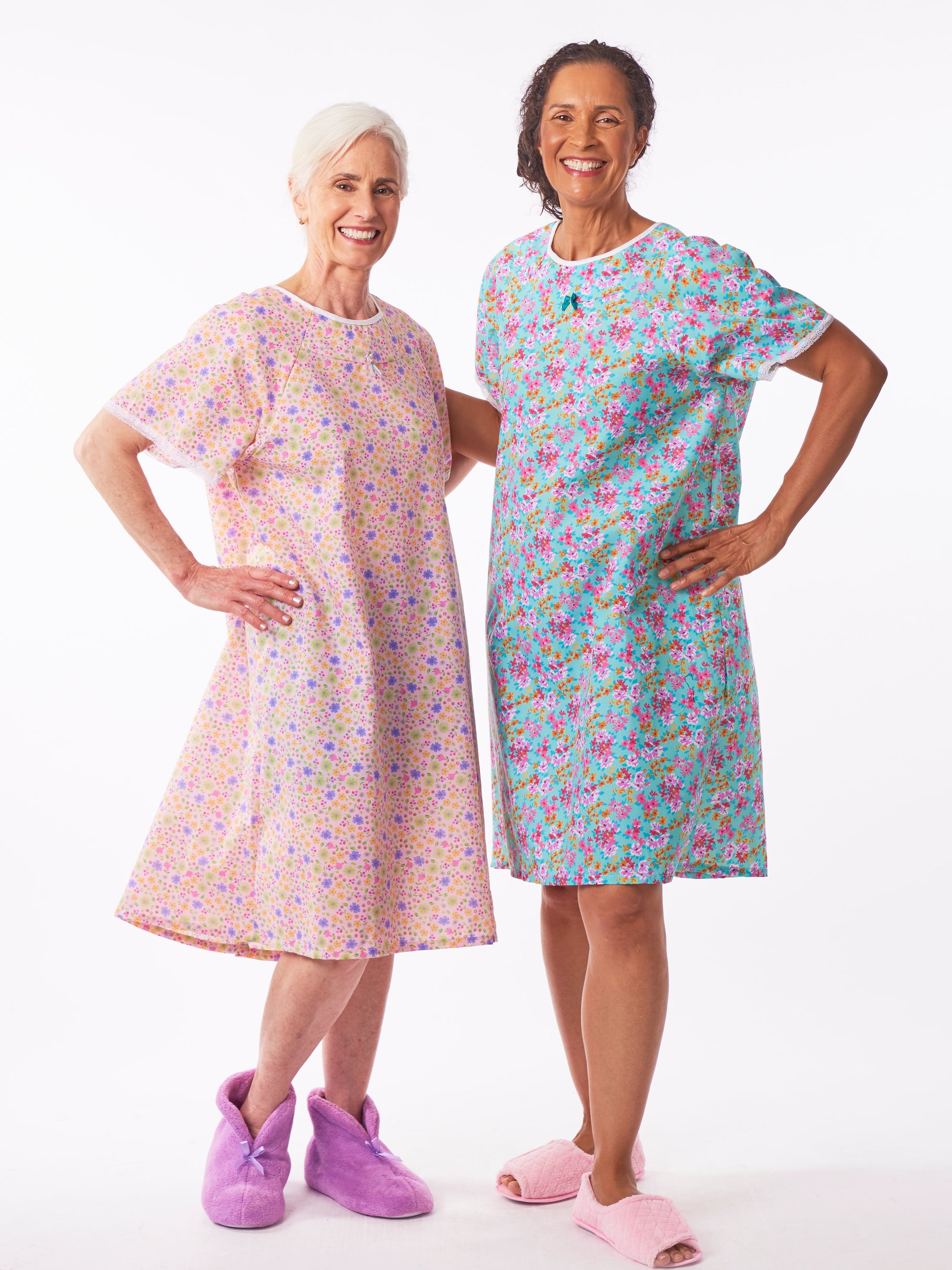 Buy Online Silvert's 260001803 Women's Hospital Gowns Soft Cotton Knit  Adaptive Pattern , Size Large, MAUVE DIAMOND Canada