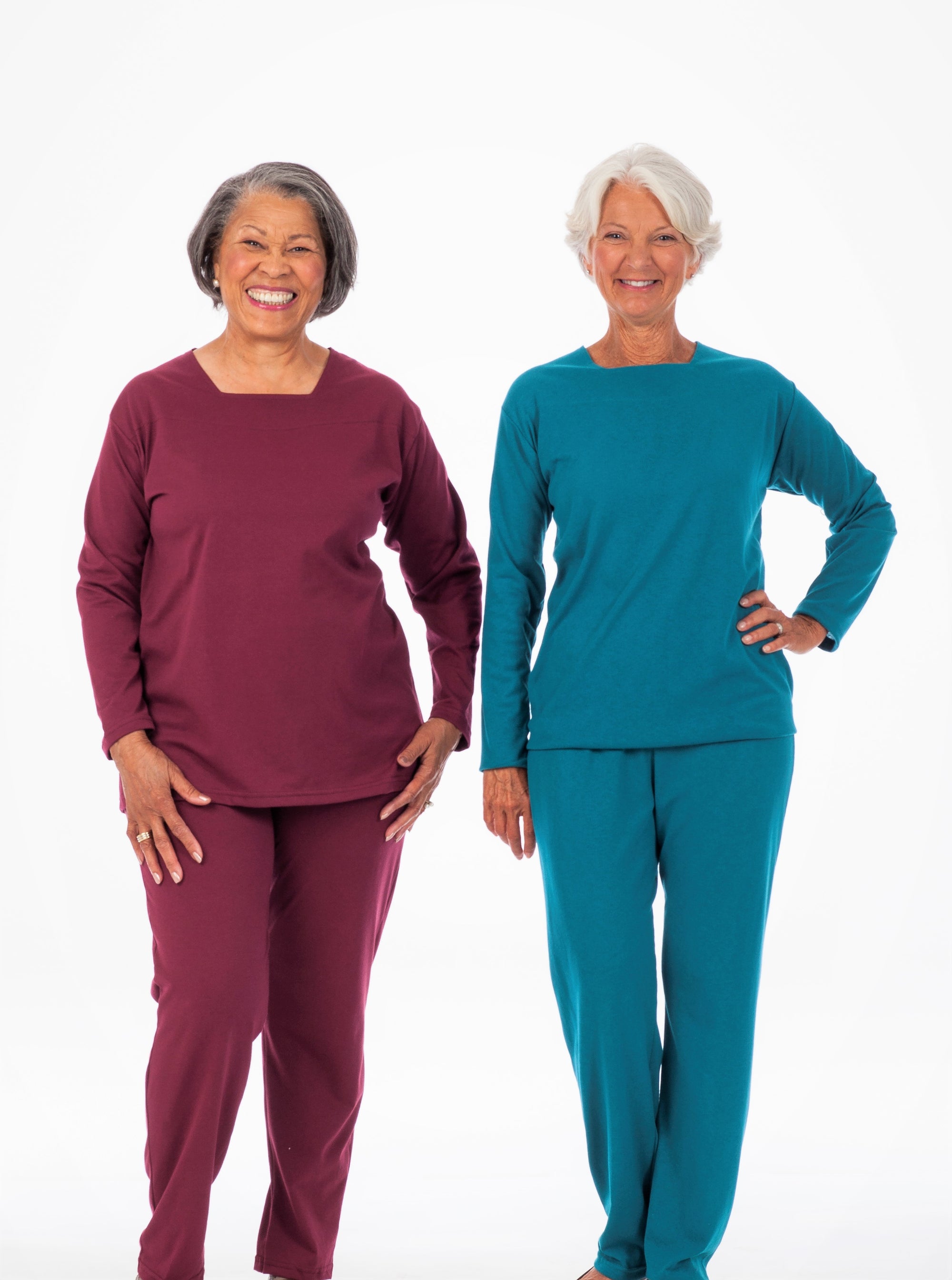 Women's solid color long sleeve square neck outfit