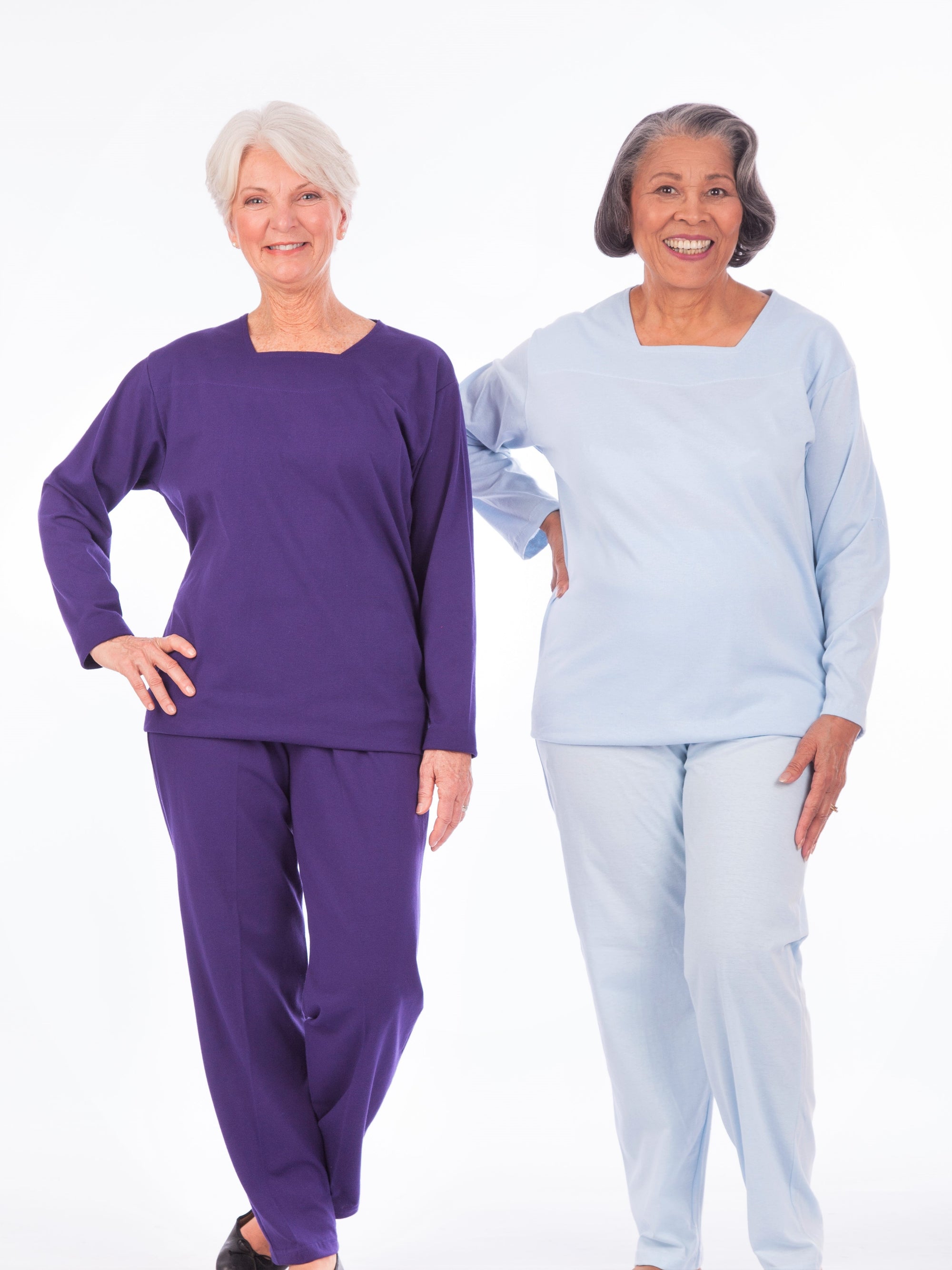 Women's solid color long sleeve square neck outfit