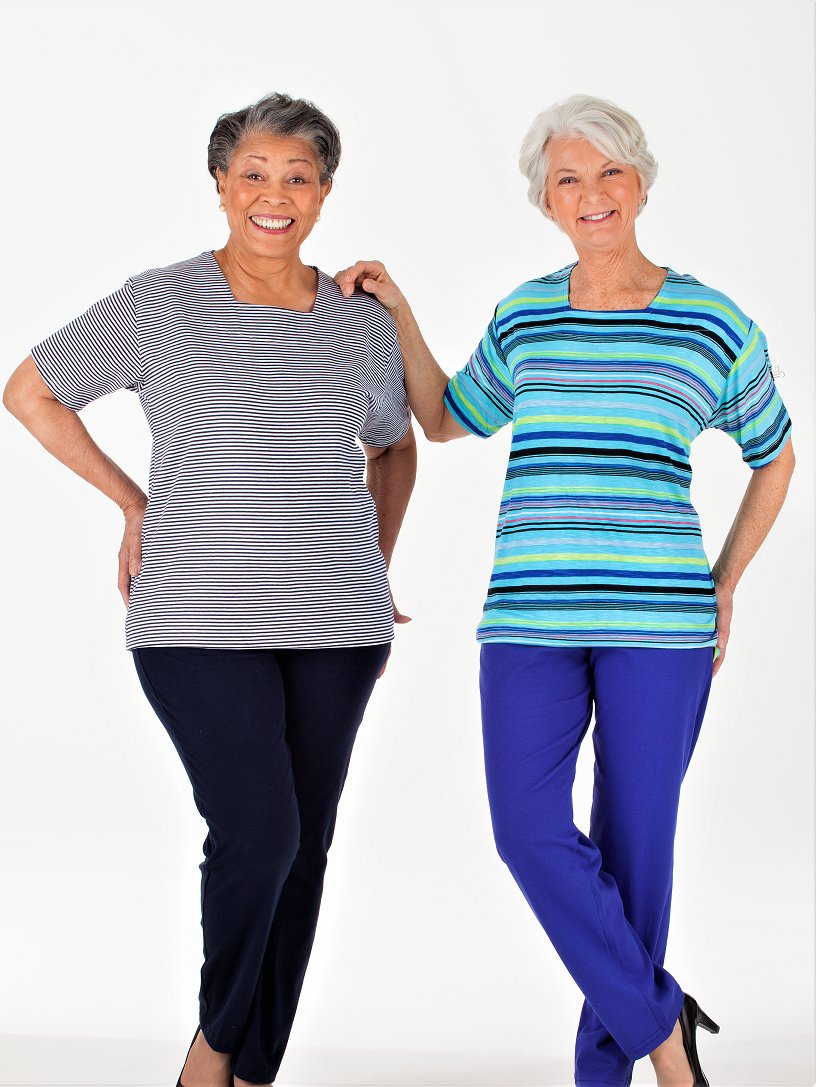 Women's knit outfit, short sleeve, square neck