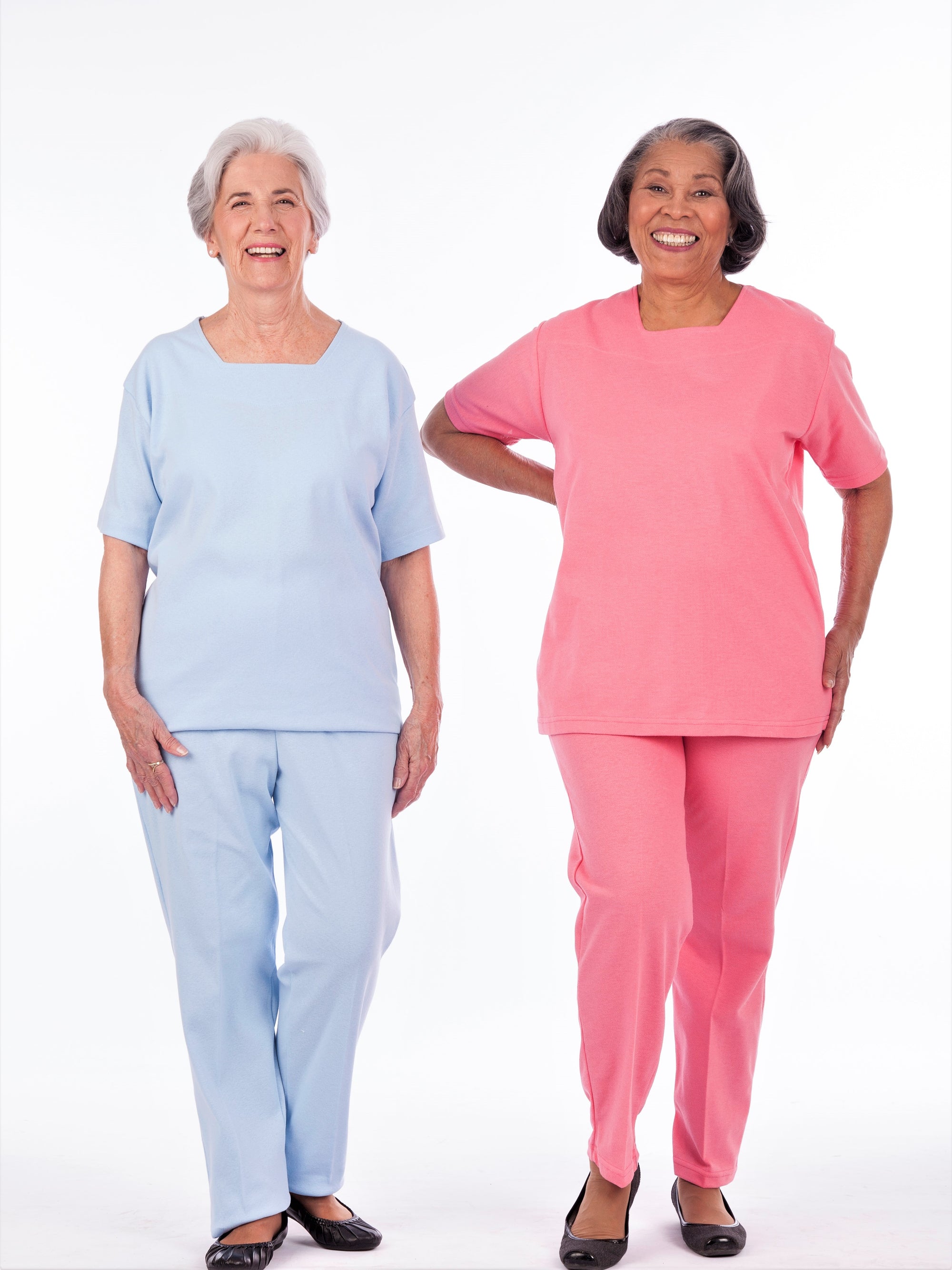 Solid Color Square Neck Outfit- Short Sleeve