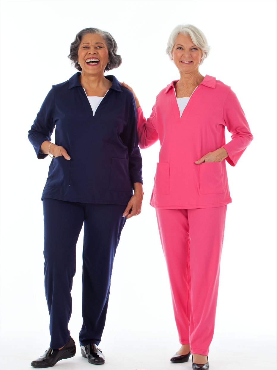 Quarter Zip Set w/ Black Pants Adaptive Clothing for Seniors
