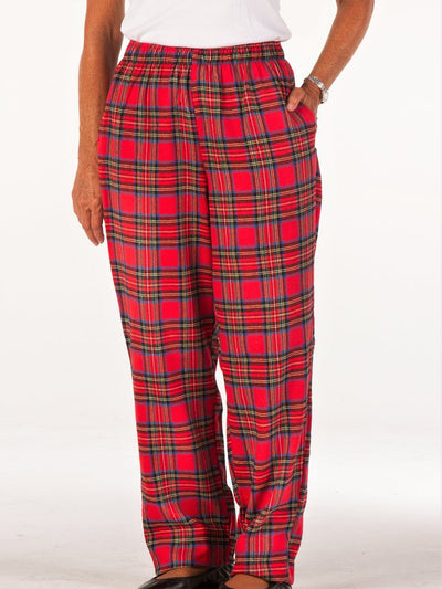 Women's Elastic Waist Flannel Pajama Pants with Pockets