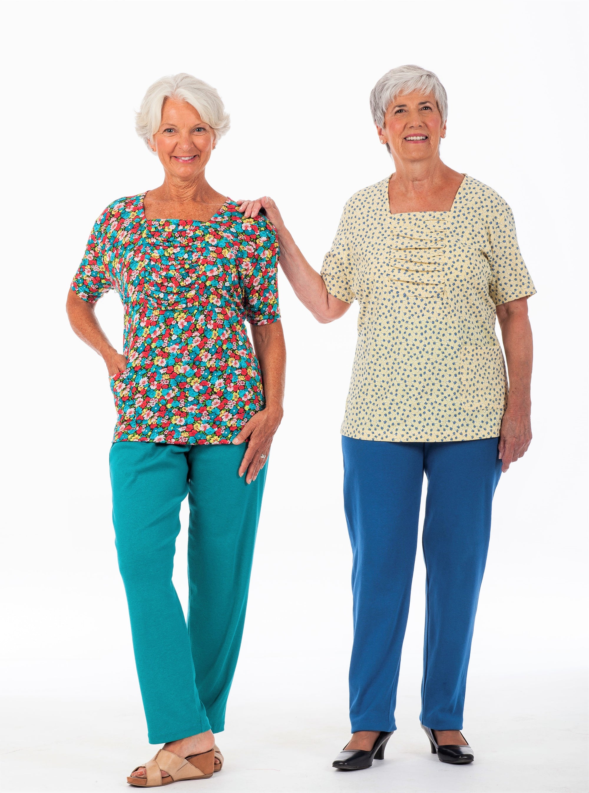 short sleeve square neck rouching outfit for women