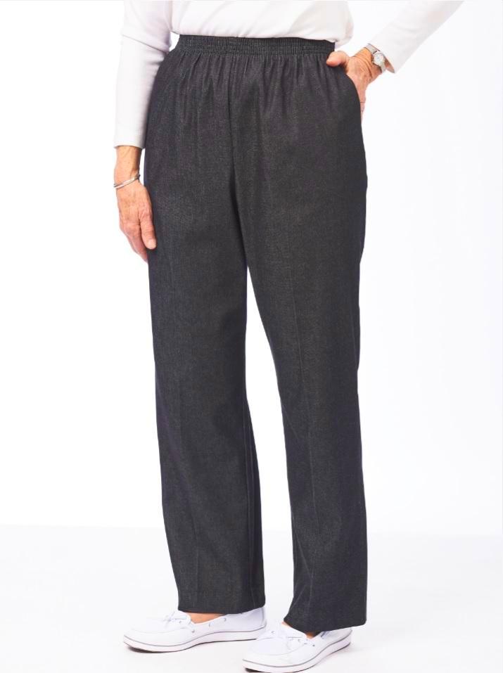 Alfred Dunner Pull On Black Jeans, Elastic Waist Denim Black Jeans