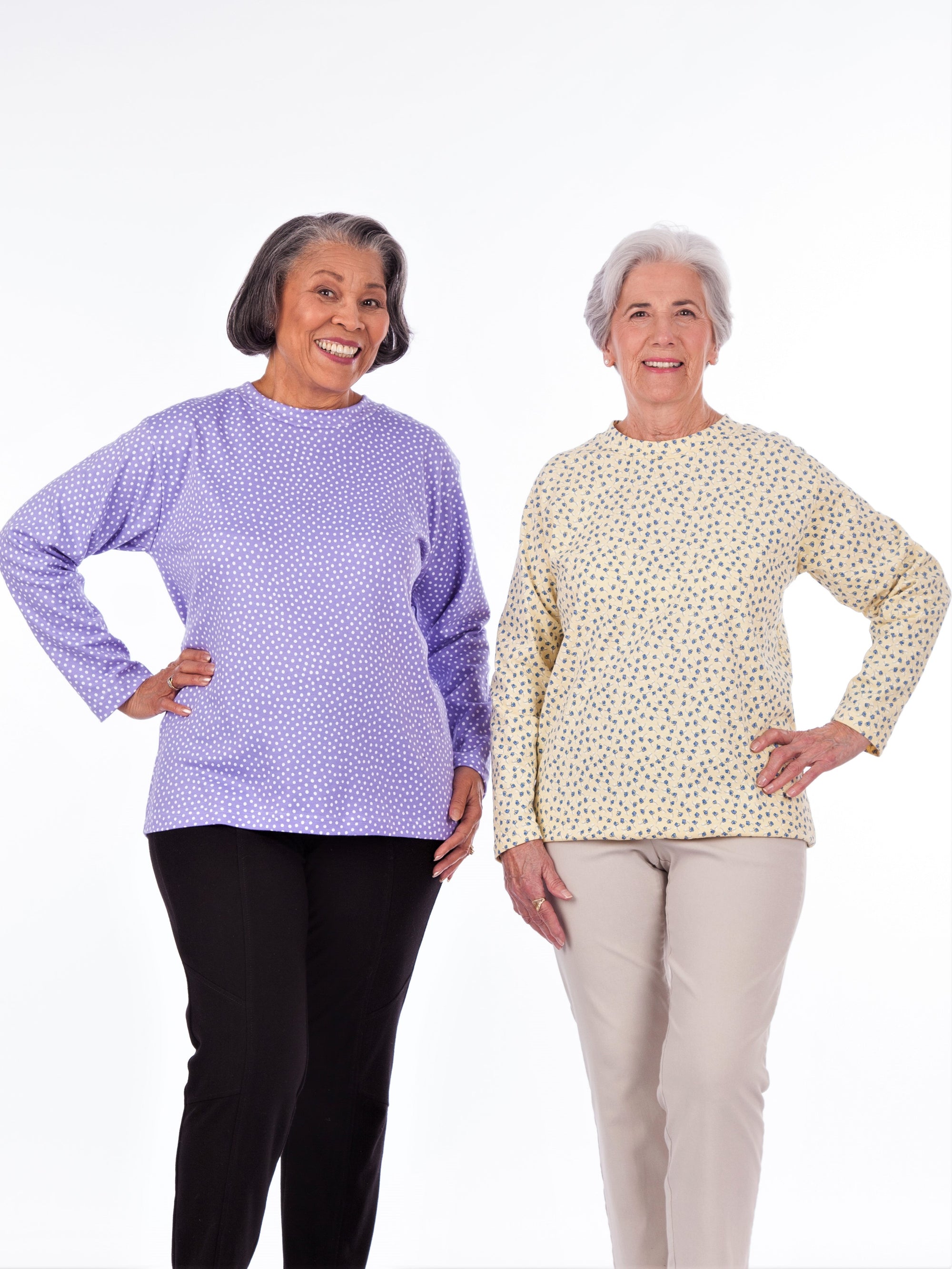 Back Snap Adaptive women's long sleeve printed tees